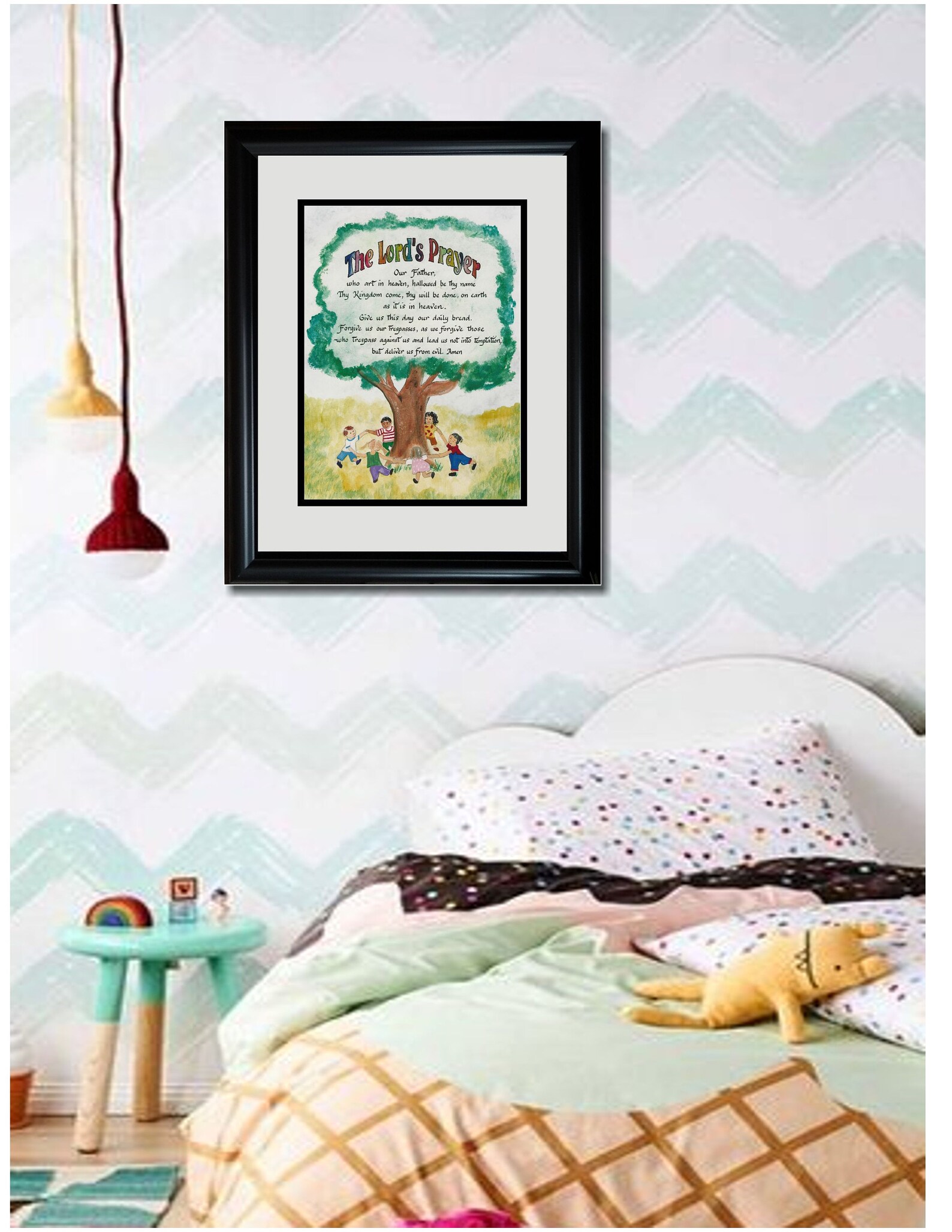 The Lords Prayer Framed Picture for Children Calligraphy and Art - Etsy