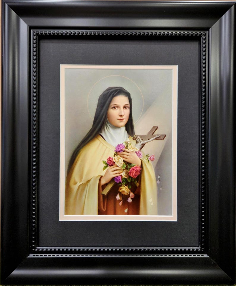 St. Therese of Lisieux Print With Wide Black Beaded Frame. - Etsy
