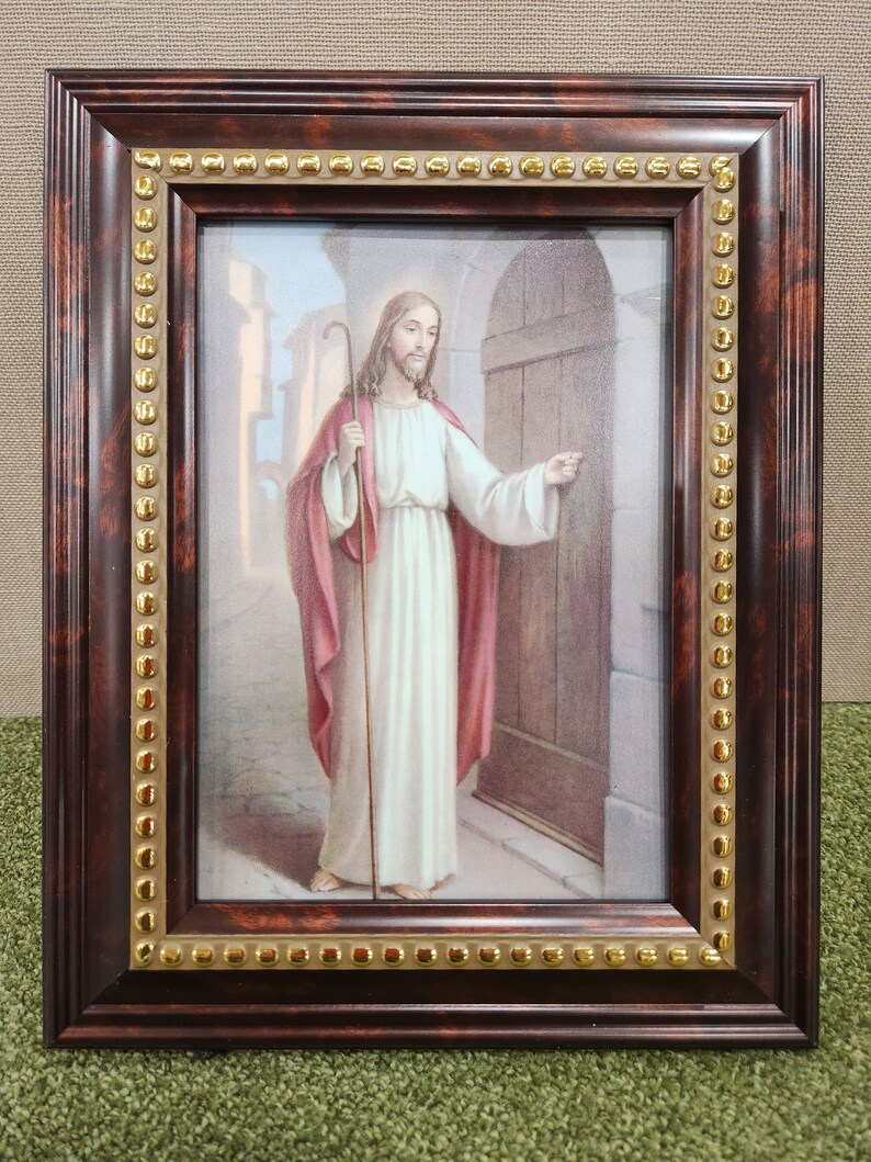Vintage Jesus Knocking at the Door Framed Catholic Print. - Etsy