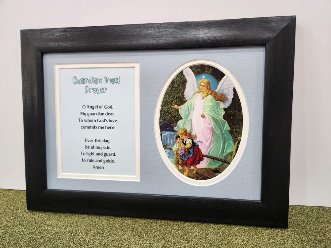 Framed Guardian Angel Print With Prayer. - Etsy