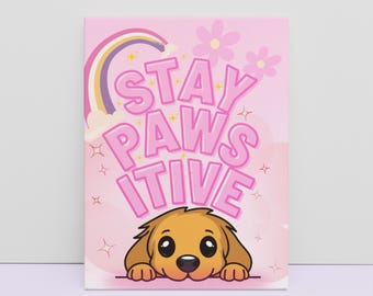 Affiche de classe reste Pawsitive de Zazzle.be Liste d'envies Vous avez des idées ? Art mural motivant imprimable chien | Jolie décoration sur le thème des animaux pour la chambre des enseignants et des enfants