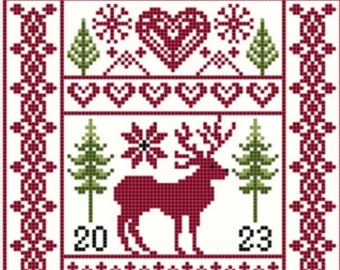 Christmas Band Sampler Cross Stitch Pattern Winter Lost in Stitches Designs