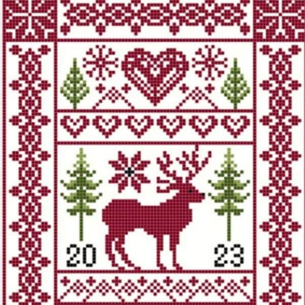 Christmas Band Sampler Cross Stitch Pattern Winter Lost in Stitches Designs