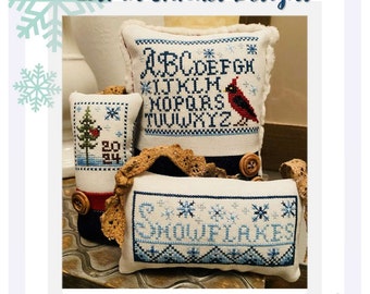 Winter Snow Minis Cross Stitch Pattern, digital pdf, Christmas, Lost in Stitches Designs