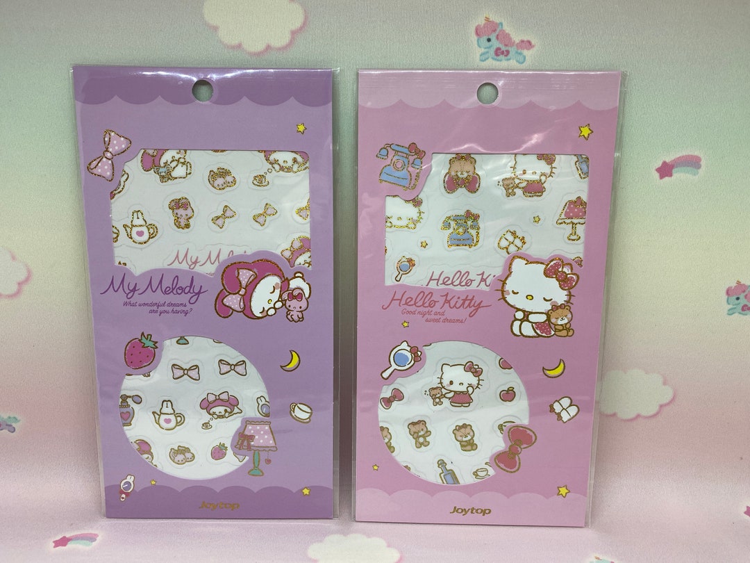 Hello Kitty or My Melody Sticker Sheet With Glitter/gold Accents (pick ...