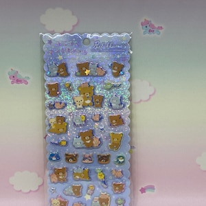 New 2021 Holographic Rilakkuma Puffy Sticker Sheet Blue
