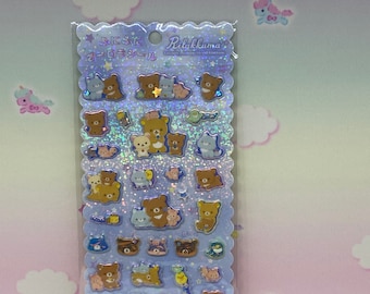 New 2021 Holographic Rilakkuma Puffy Sticker Sheet Blue