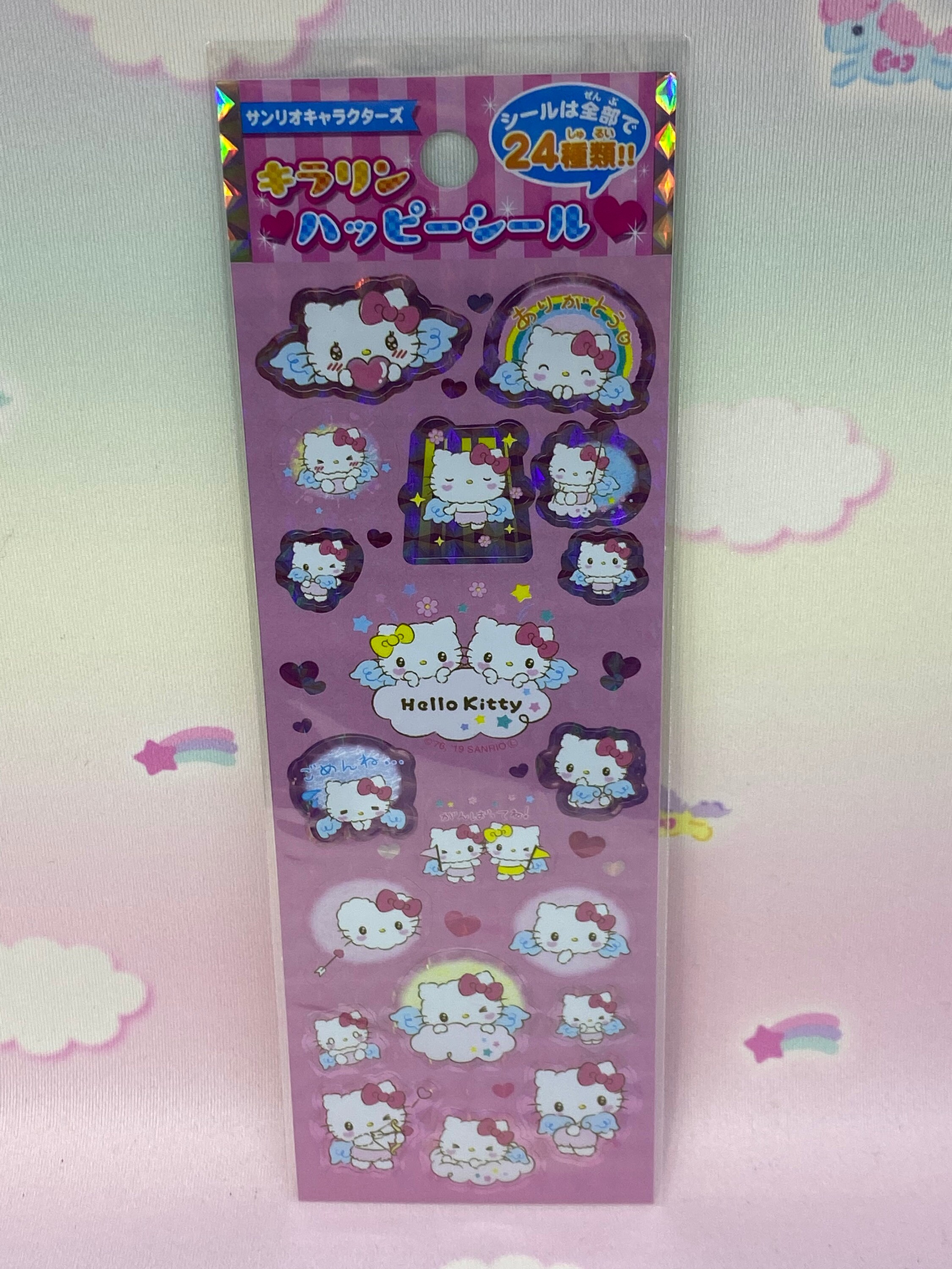 Hello Kitty Holographic Seal Sticker Sheet Etsy