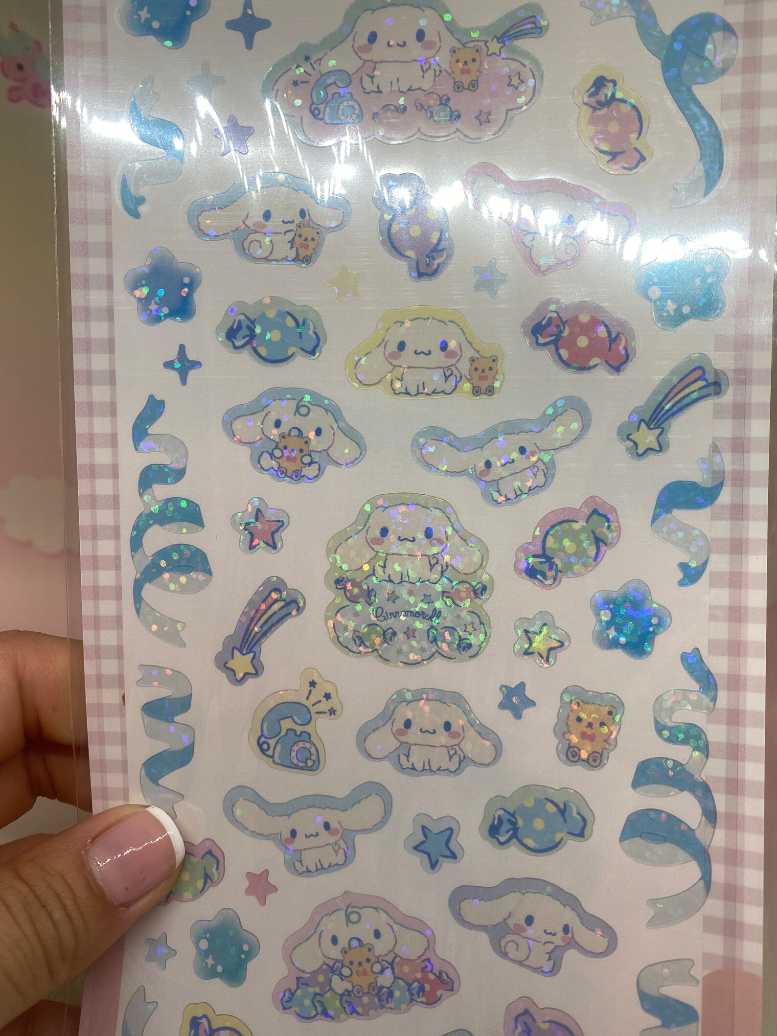 Hello Kitty and Cinnamoroll Sticker Sheet W/glitter Accents Etsy UK