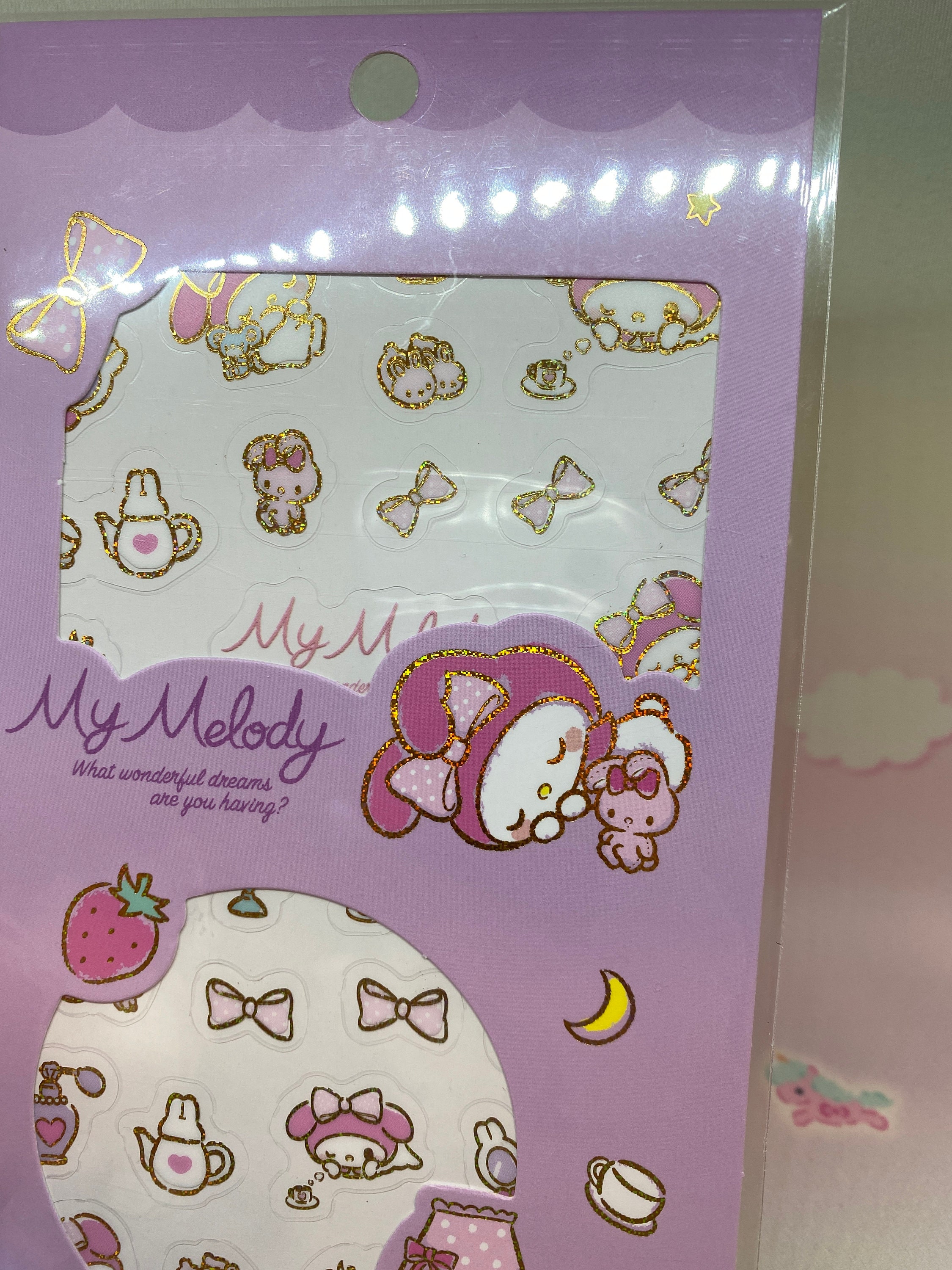 Hello Kitty or My Melody Sticker Sheet With Glitter/gold Accents (pick ...