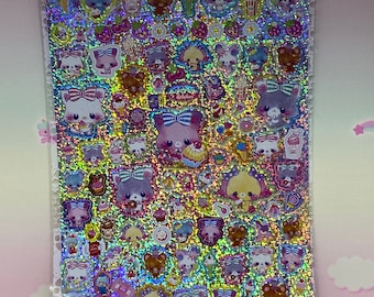 Kawaii Cat Hollographic Seal Sticker Sheet