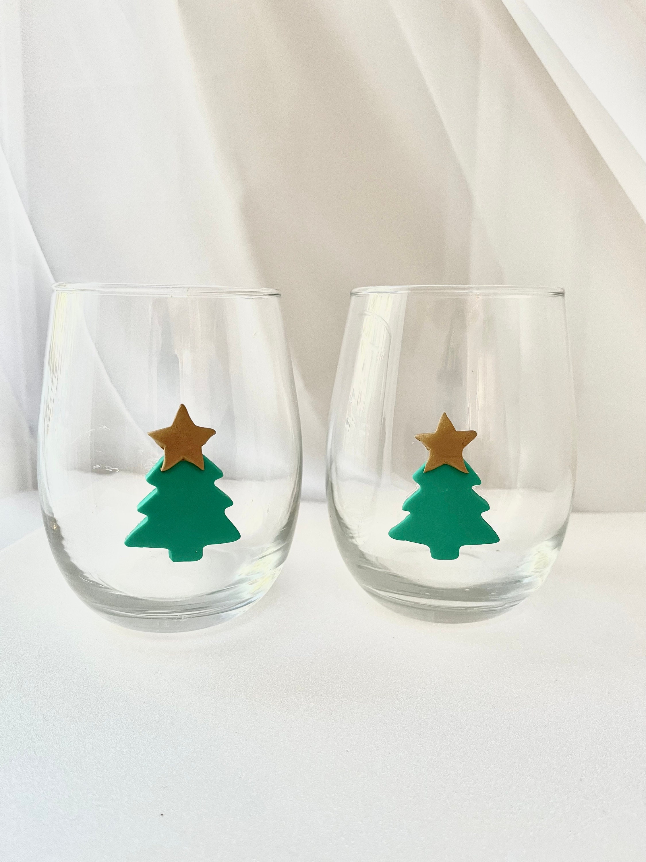 Christmas Trees Stemless Wine Glasses, Entertaining ,hostess Gift