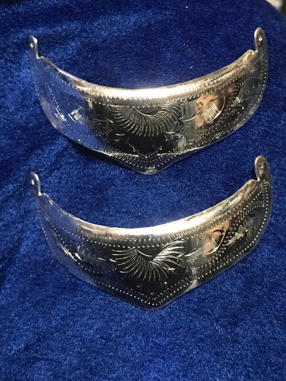 Vintage sterling silver plated cowboy boot heel guards