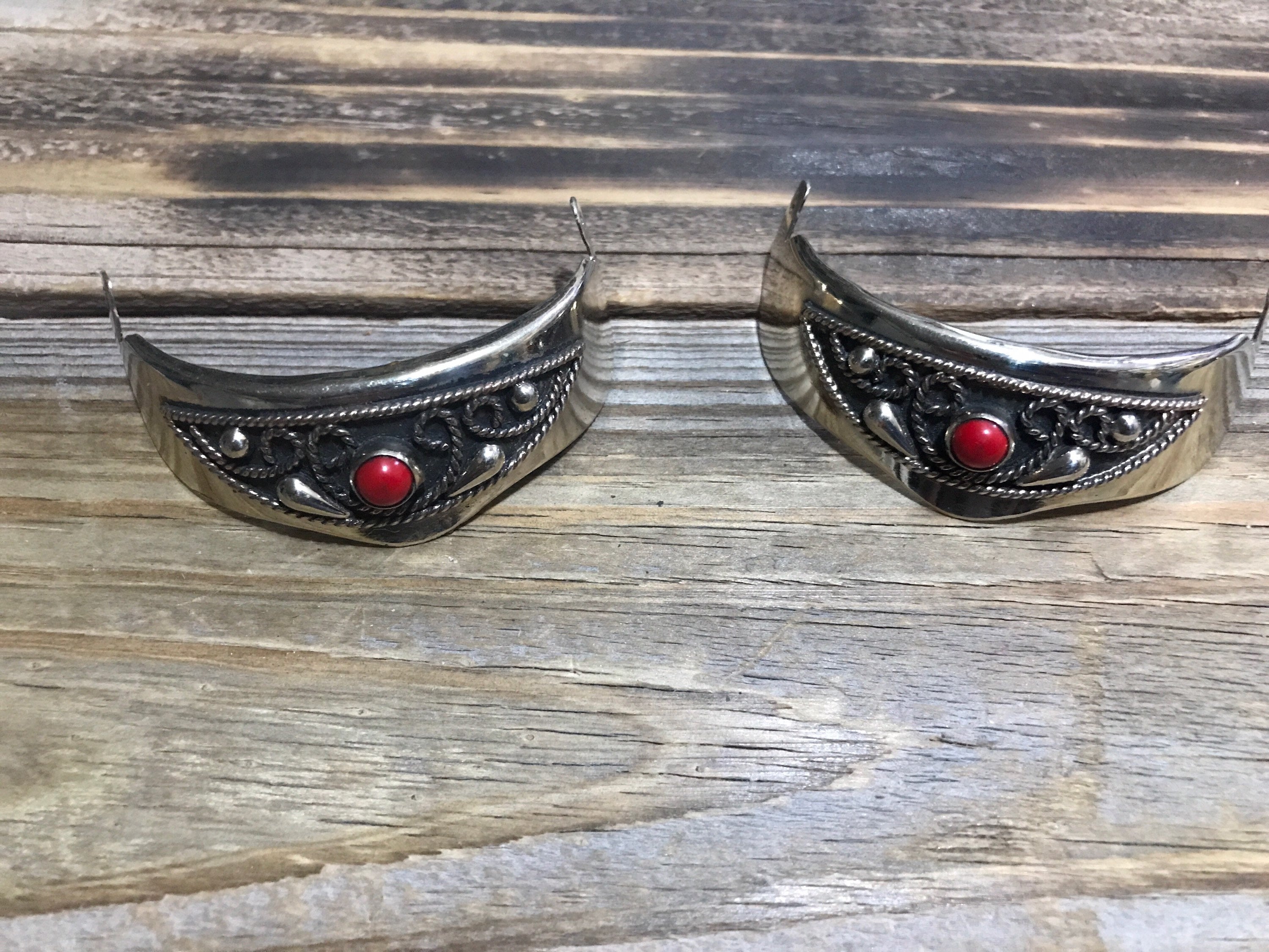 Vintage Cowboy Boot Heel Guards With Coral Colored Stone Etsy