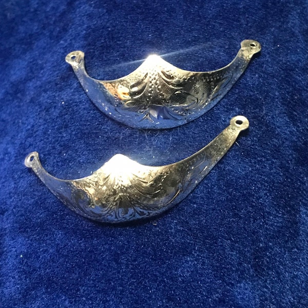 Vintage sterling silver plated cowboy round toe boot tips