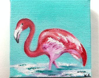 Flamingo kleines Ölgemälde