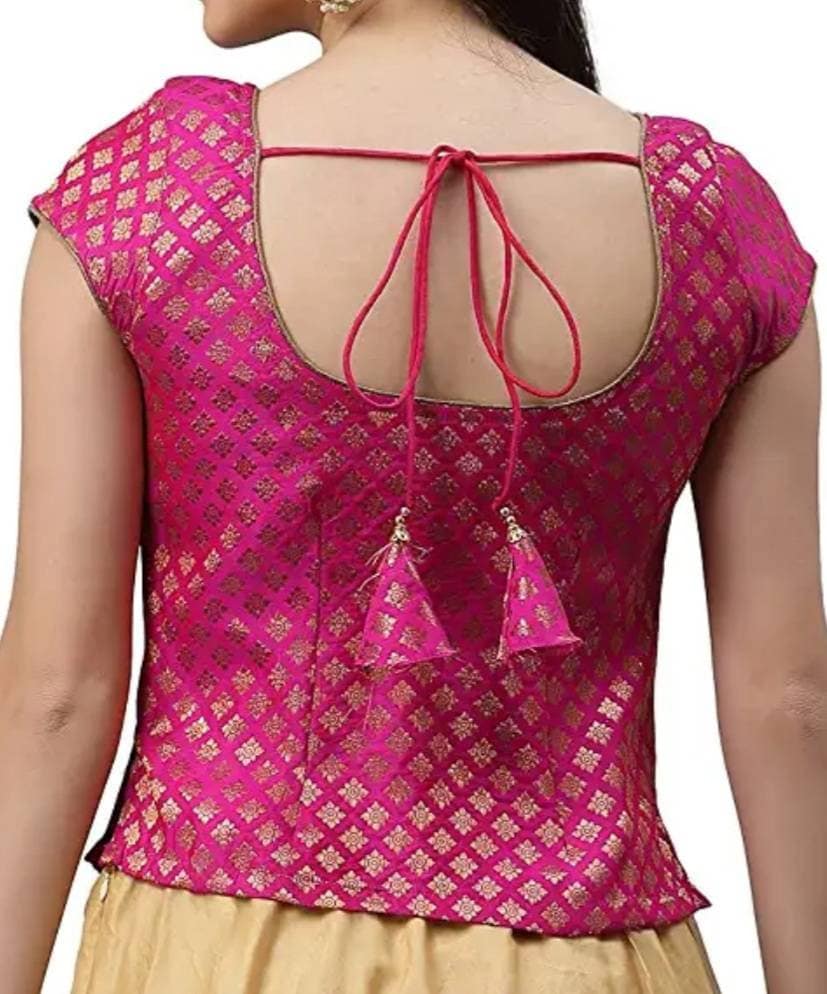 Beautiful Pink Brocade Kurti in Short Sleeves Round Neck Etsy