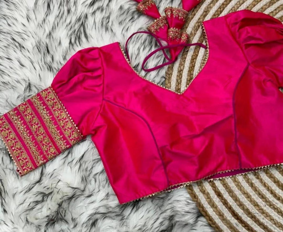 Beautiful Silk Blouse With Sequin and Dori Work,backopen Padded