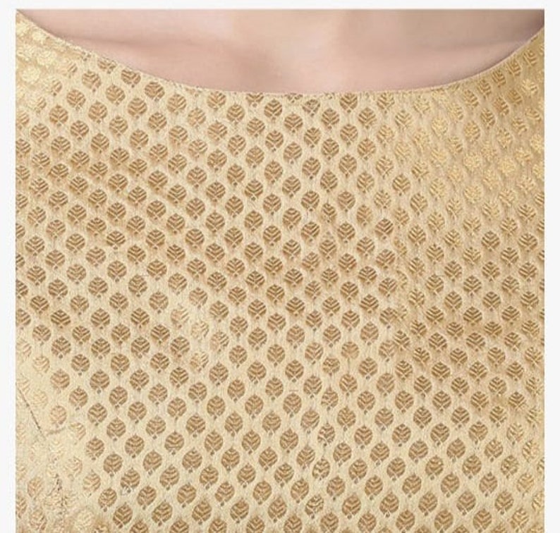 Golden Chanderi Blouse in Boat Neck & Elbow Sleeves Blouse,indian
