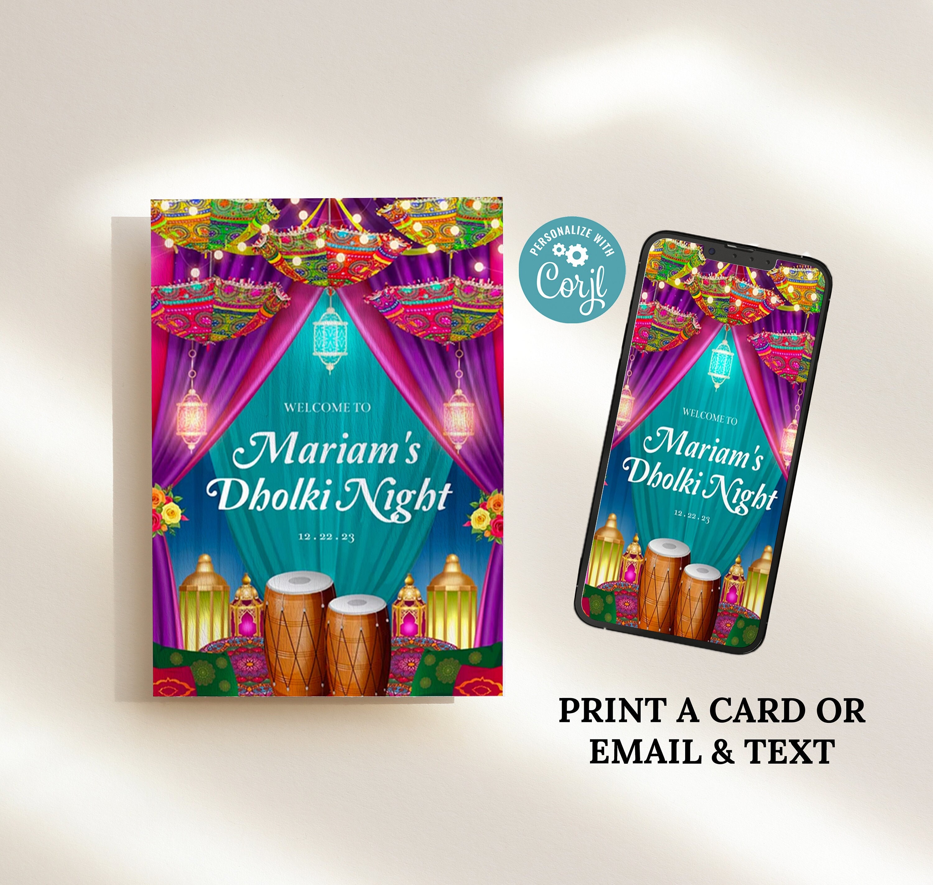 Dholki Mayoun Magenta Umbrella Lantern Dhol Printable Electronic Custom