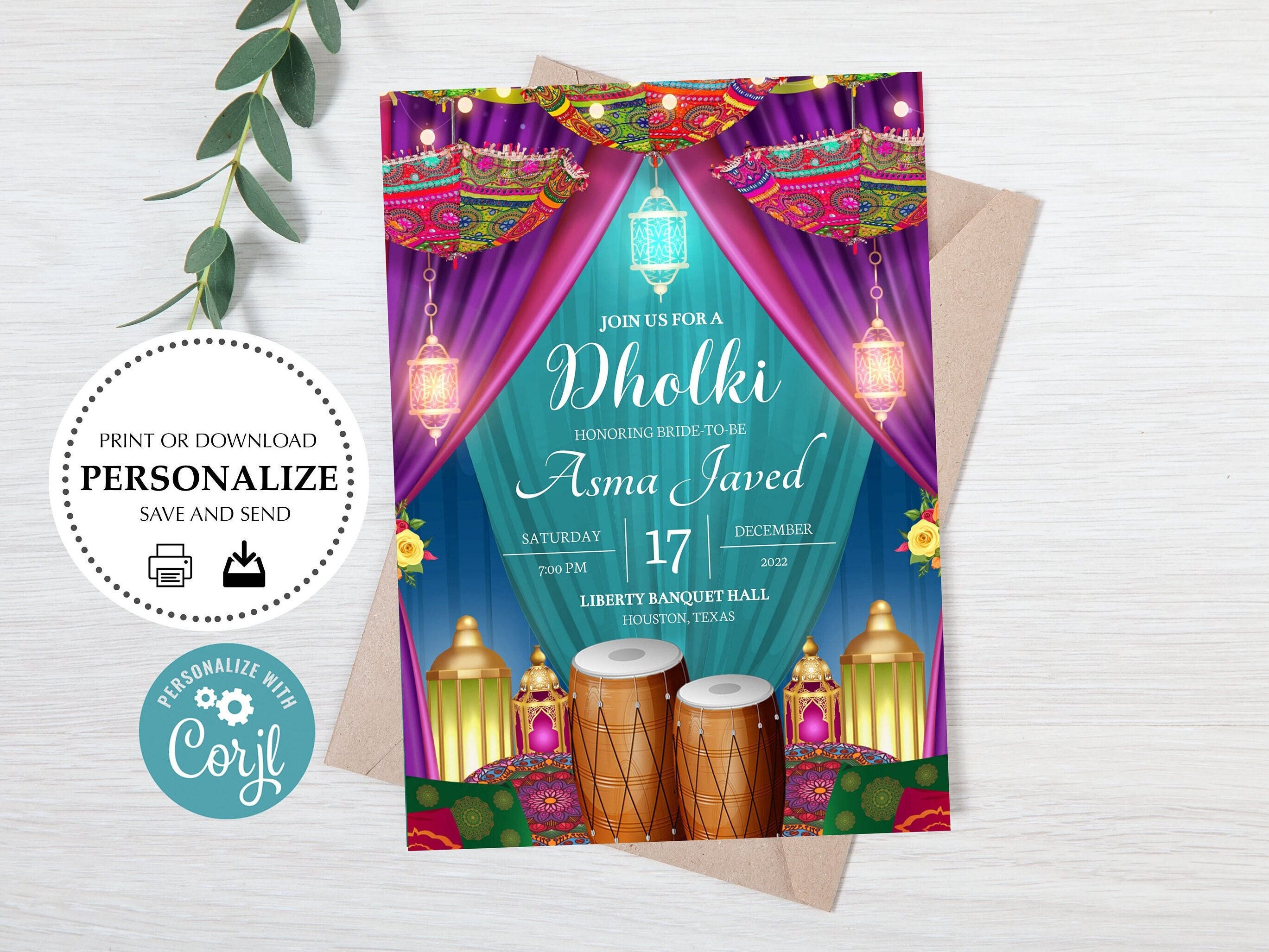 Dholki Mayoun Magenta Umbrella Lantern Dhol Printable Electronic Custom