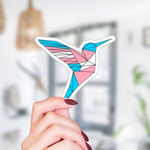 Hummingbird Trans Waterproof Sticker, Cute Transgender Sticker, Trans Pride Stickers, Trans Gift, Trans Rights, Subtle Trans, Queer Decal