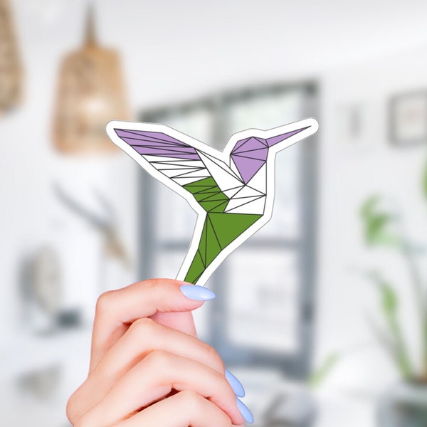 Hummingbird Genderqueer Sticker, Waterproof Genderqueer Pride Stickers, Genderqueer Gift, Subtle Pride Sticker, Queer Decal, LGBTQ Decals