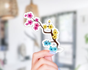 Sakura Pansexual Sticker, Waterproof Pansexual Pride Stickers, Pan Pride, Pansexual Gift, Subtle Pansexual, Subtle Pride Decal, Queer Gifts