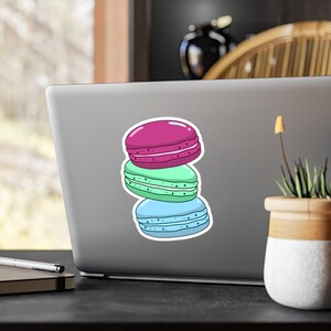 Macaron Polysexual Sticker, Waterproof Polysexual Pride Stickers, Polysexual Gift, Subtle Pride Sticker, Cute Queer Decals, LGBTQ Decal image 5