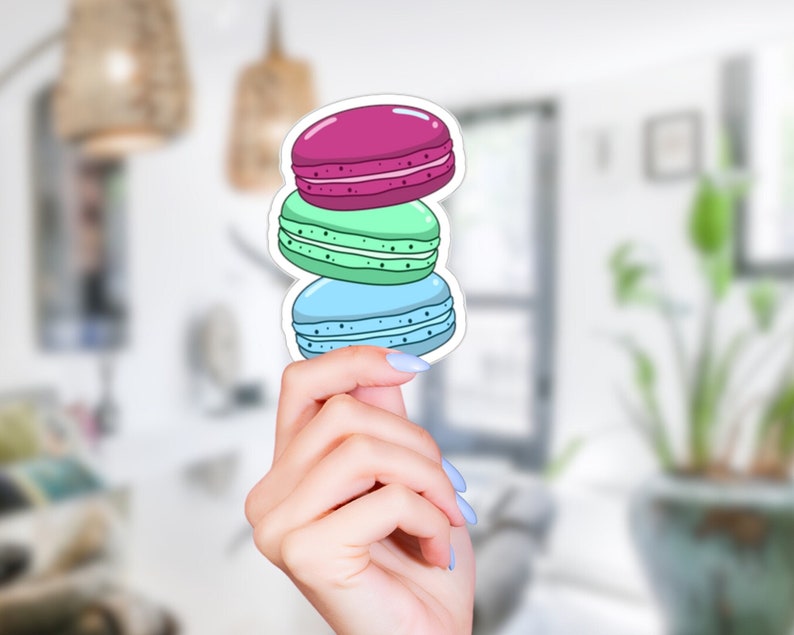 Macaron Polysexual Sticker, Waterproof Polysexual Pride Stickers, Polysexual Gift, Subtle Pride Sticker, Cute Queer Decals, LGBTQ Decal image 1