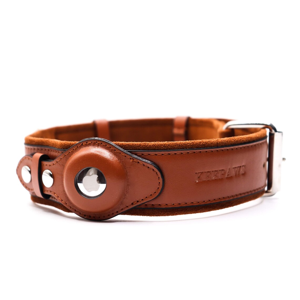 Keepaws™ Vegan Leather Airtag Collar Personalizable Dog Etsy