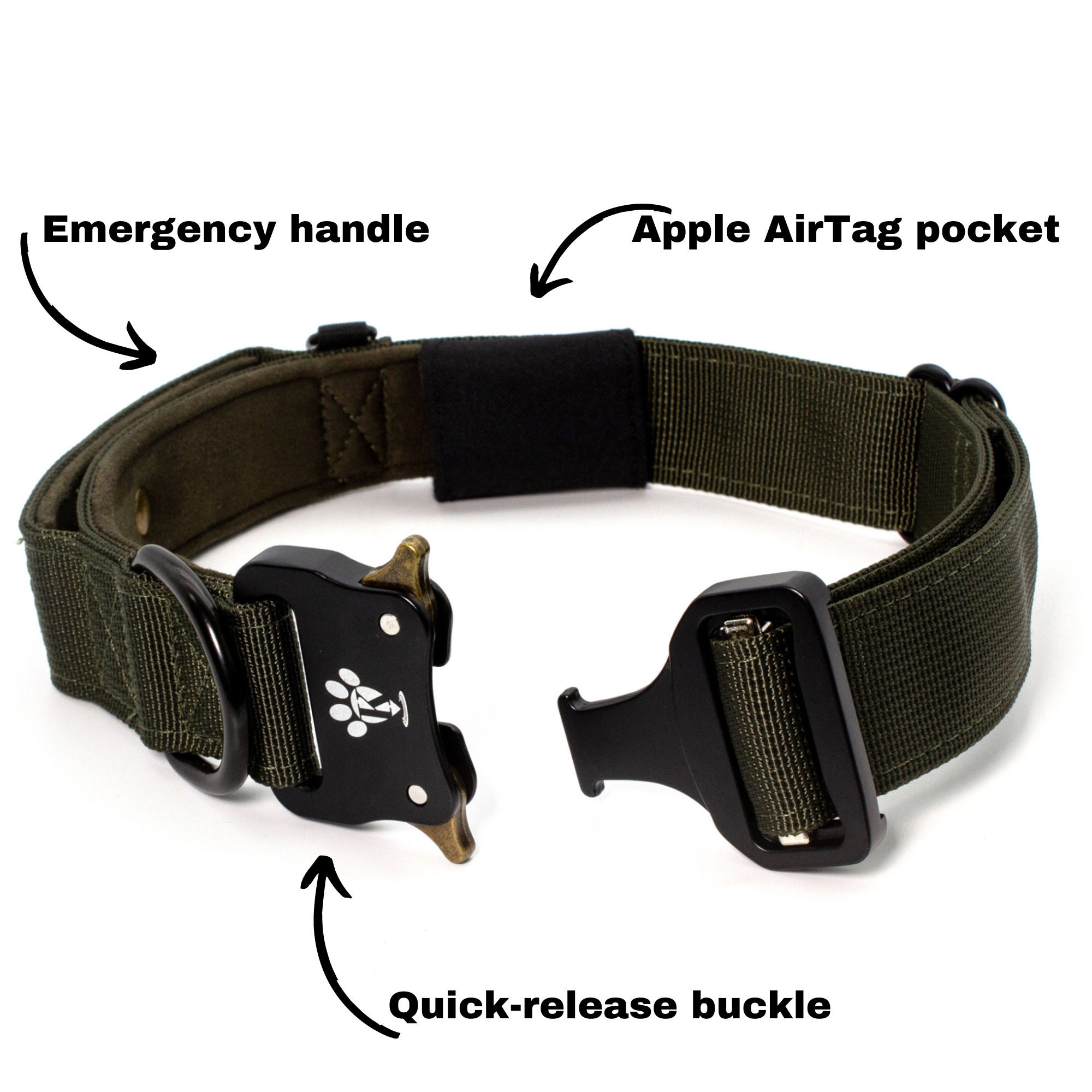 Tactical AirTag Dog Collar Heavy Duty Air Tag Military Dog Collar Collar  Apple