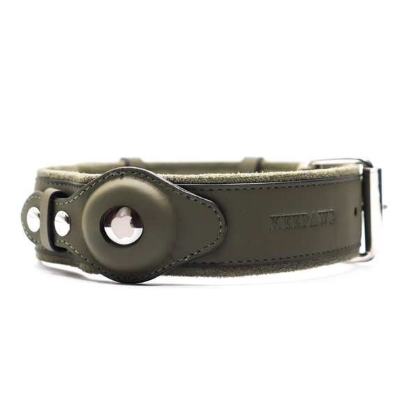 Keepaws™ Vegan Leather Airtag Collar Personalizable Dog Etsy