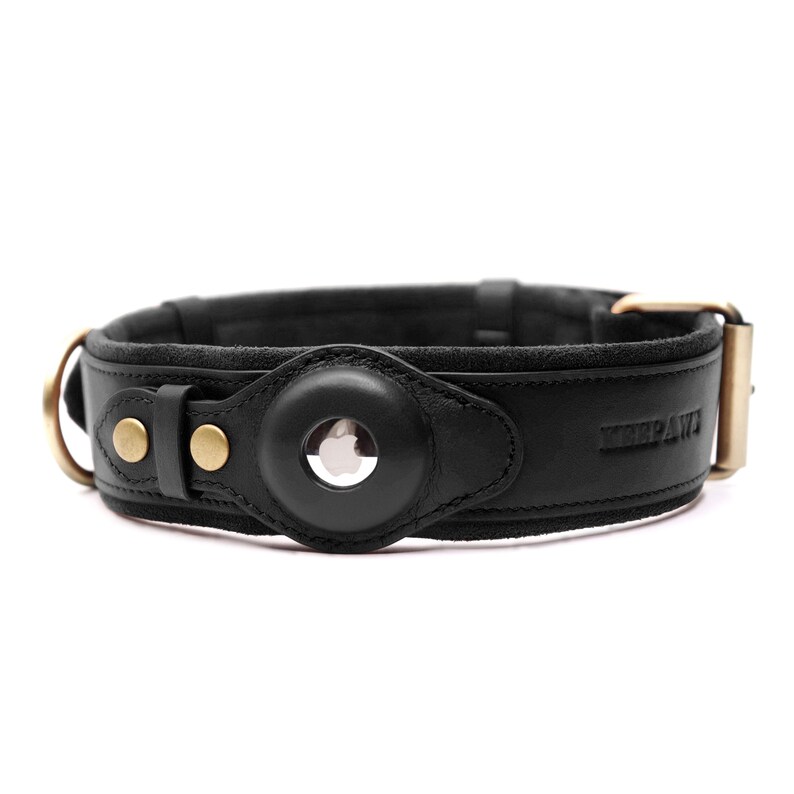 Keepaws™ Leather Airtag Collar Personalizable Dog Leather Etsy