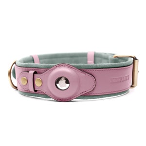 Keepaws™ Leather AirTag Collar Pink