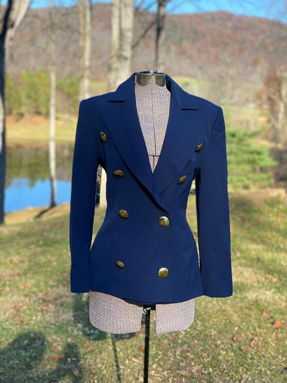 Vintage 1980s Christian Lacroix Paris Navy Wool Bl