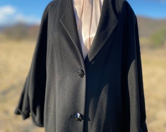 80s Black Wool Coat S / Vintage Wool Coat / 80s Fashion / Vintage