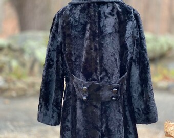 Vtg Davis of Boston Coat Wool Blend Faux Fur Lined Camel