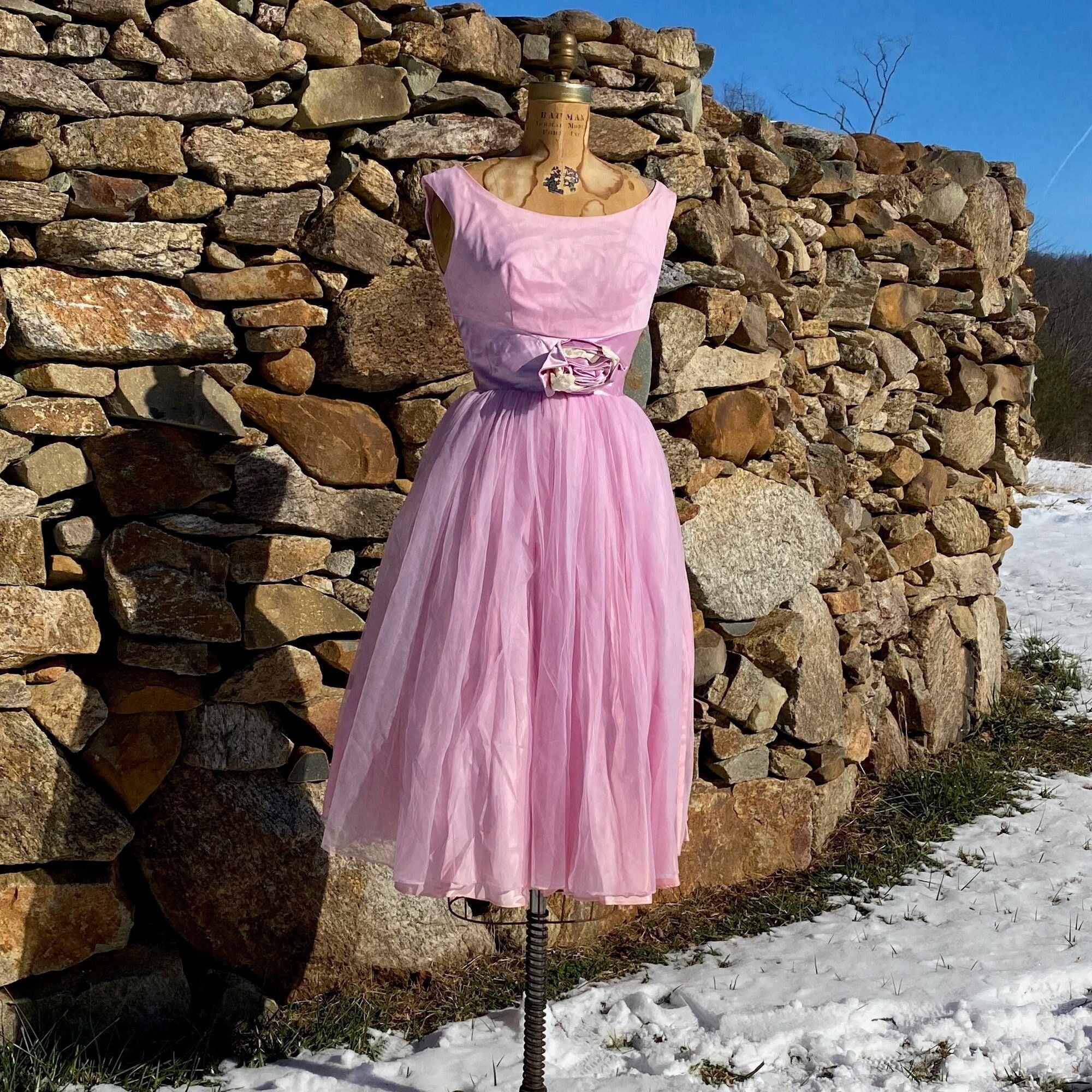 Vintage 1950s Pink Tulle Party Dress Evening Formal Gown Fit - Etsy