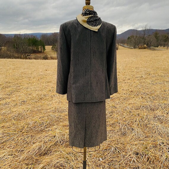 Albert Nipon Grey Black Formal Evening Suit 1990s… - image 2