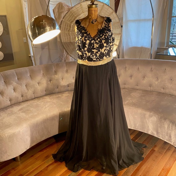 Formal Black Gold Royal Ball Gown Nude Floral Lace Embellished Beaded  Izilady Floor Length Formal Evening Gown L - Etsy