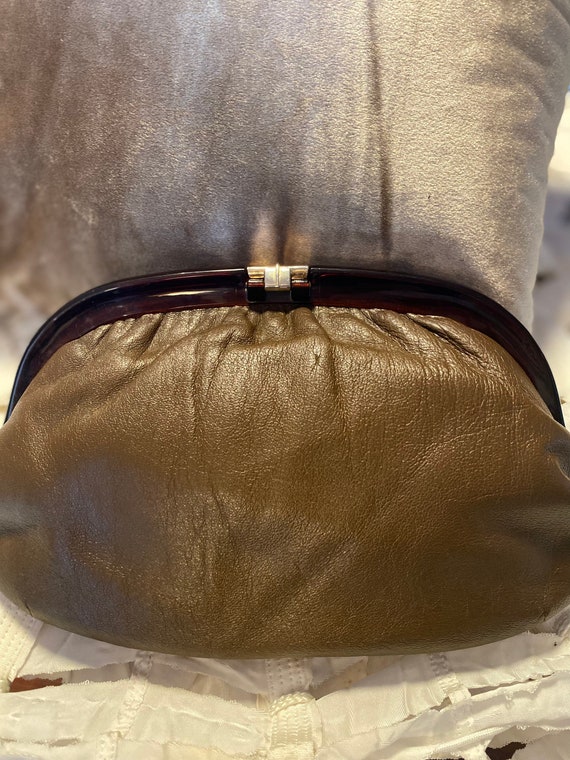 Ruth Saltz Vintage 1970s Brown Leather Clutch Sof… - image 2