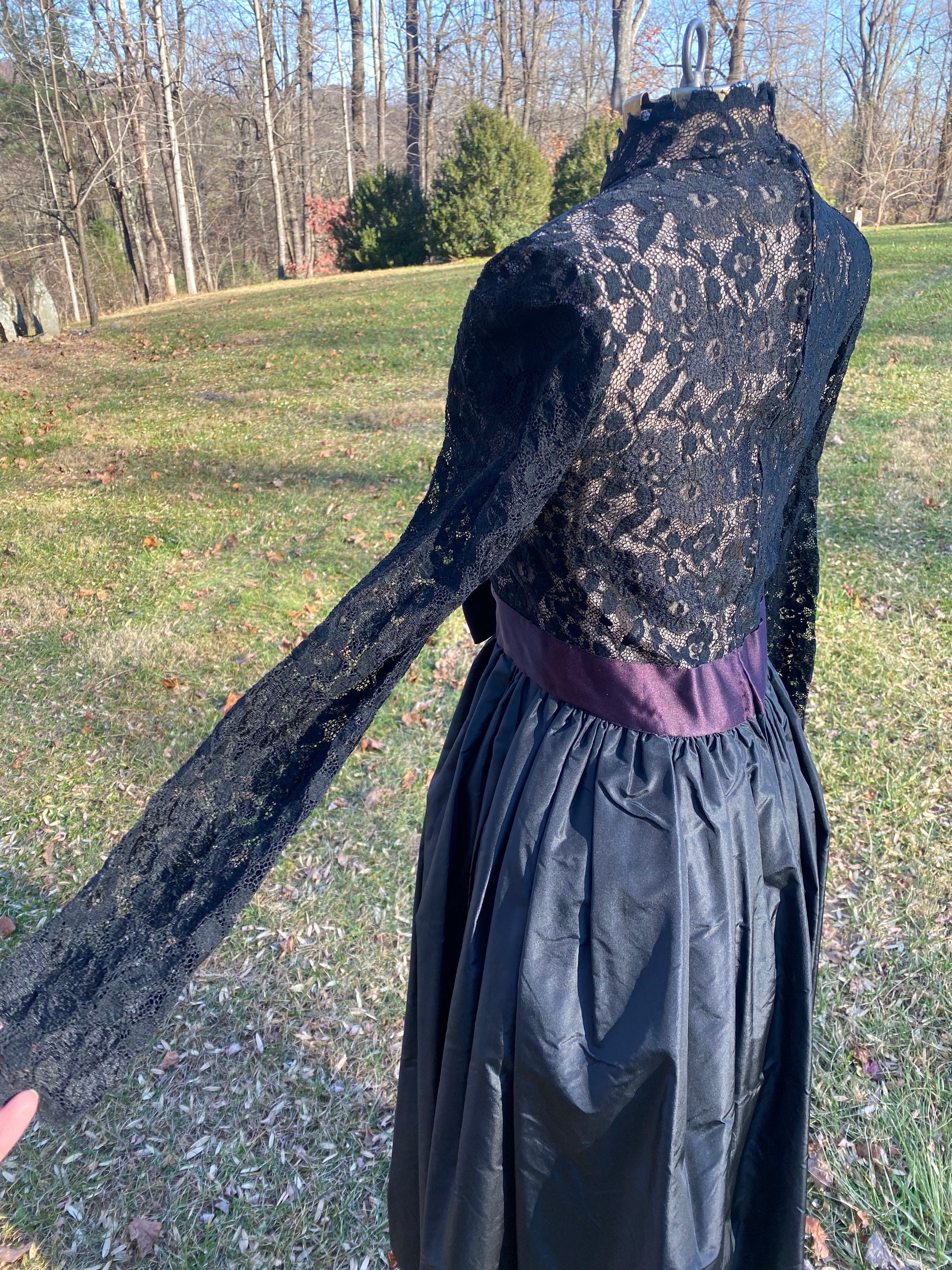 Vintage 1960s Black Lace and Taffeta Dress Alfred Bosand New York