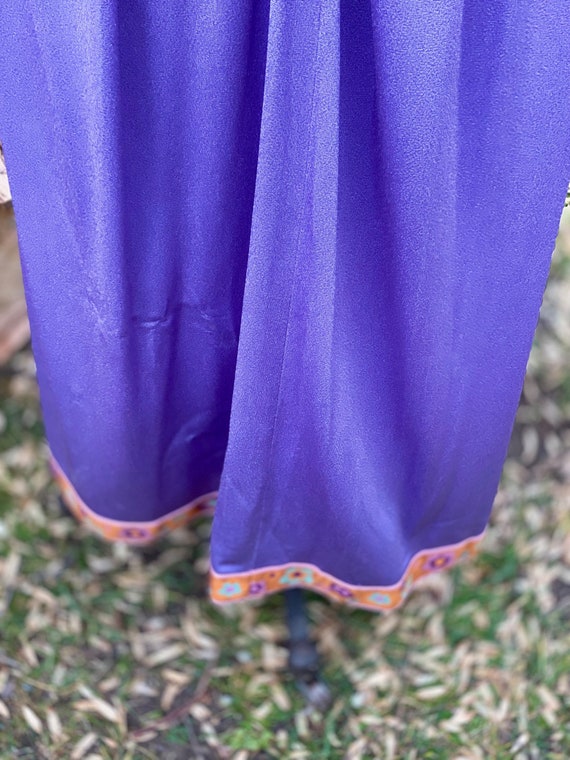 1970s Flower Child Blue Purple Vintage Maxi Dress… - image 7