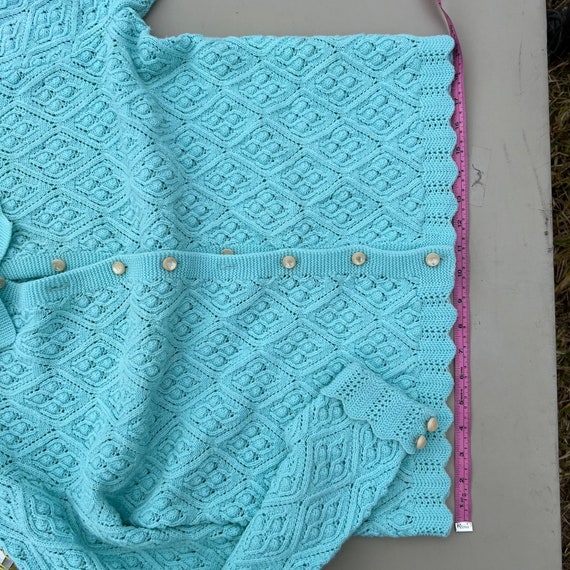 Vintage 1960s Cuddle Knit Teal Blue Cardigan Butt… - image 7
