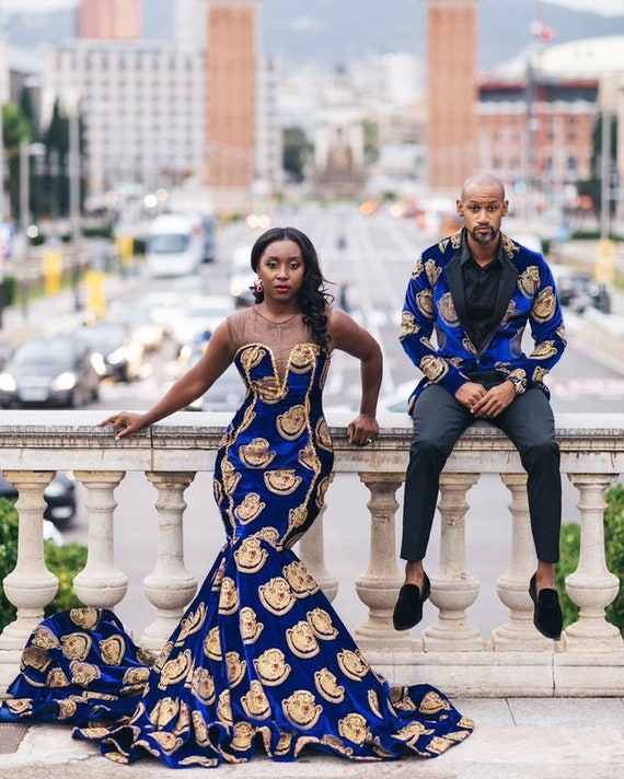 African Isiagu Matching Couple Outfits African Isiagu 