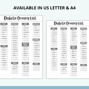 Printable Diabetic Grocery Food List, Weekly Planner, Diabetes Shopping ...