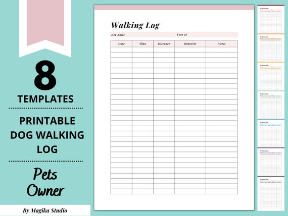 Dog Walking Log Printable Dog Walking Tracker Dog Training - Etsy
