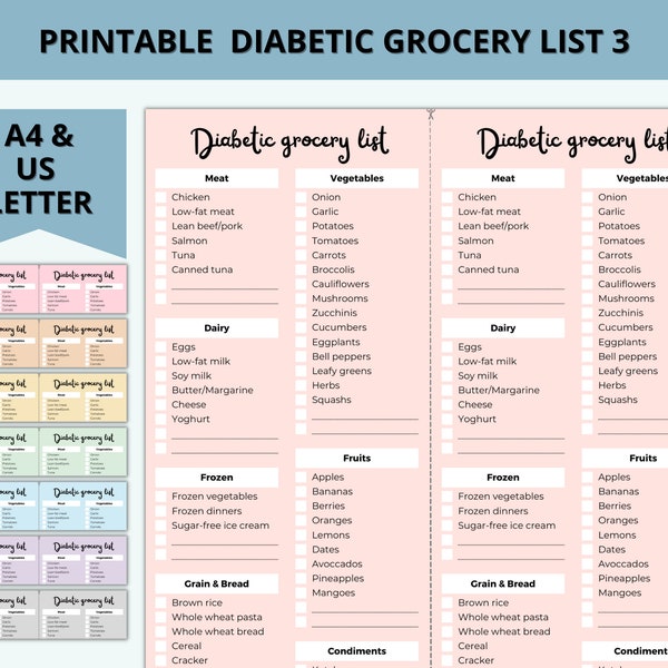 Diabetic Grocery List - Etsy