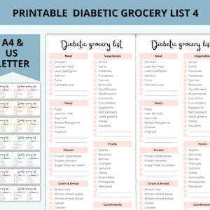 Printable Diabetic Grocery Food List Weekly Planner Diabetes Shopping Printable Diabetic Grocery Food List Weekly Planner Diabetes Shopping